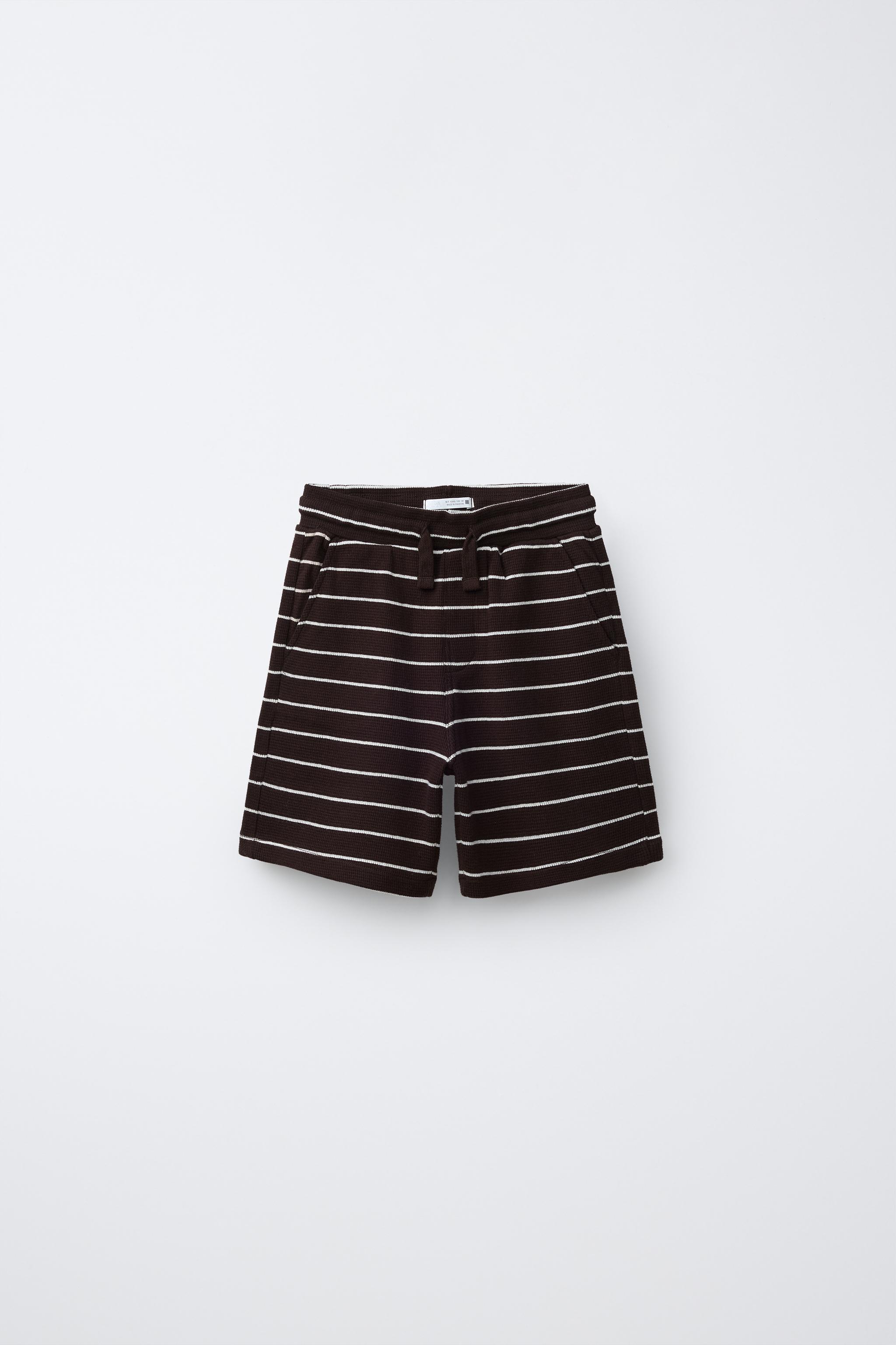 STRIPED WAFFLE SHIRT AND BERMUDA SET